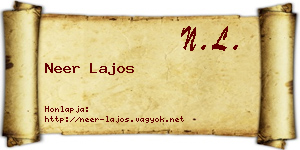 Neer Lajos névjegykártya